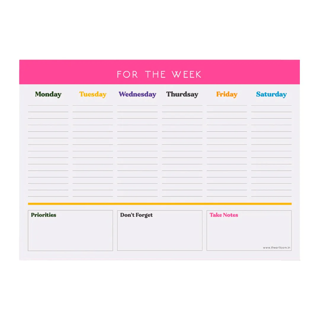The Art Loom Classic Pink A4 Weekly Planner - Image 4