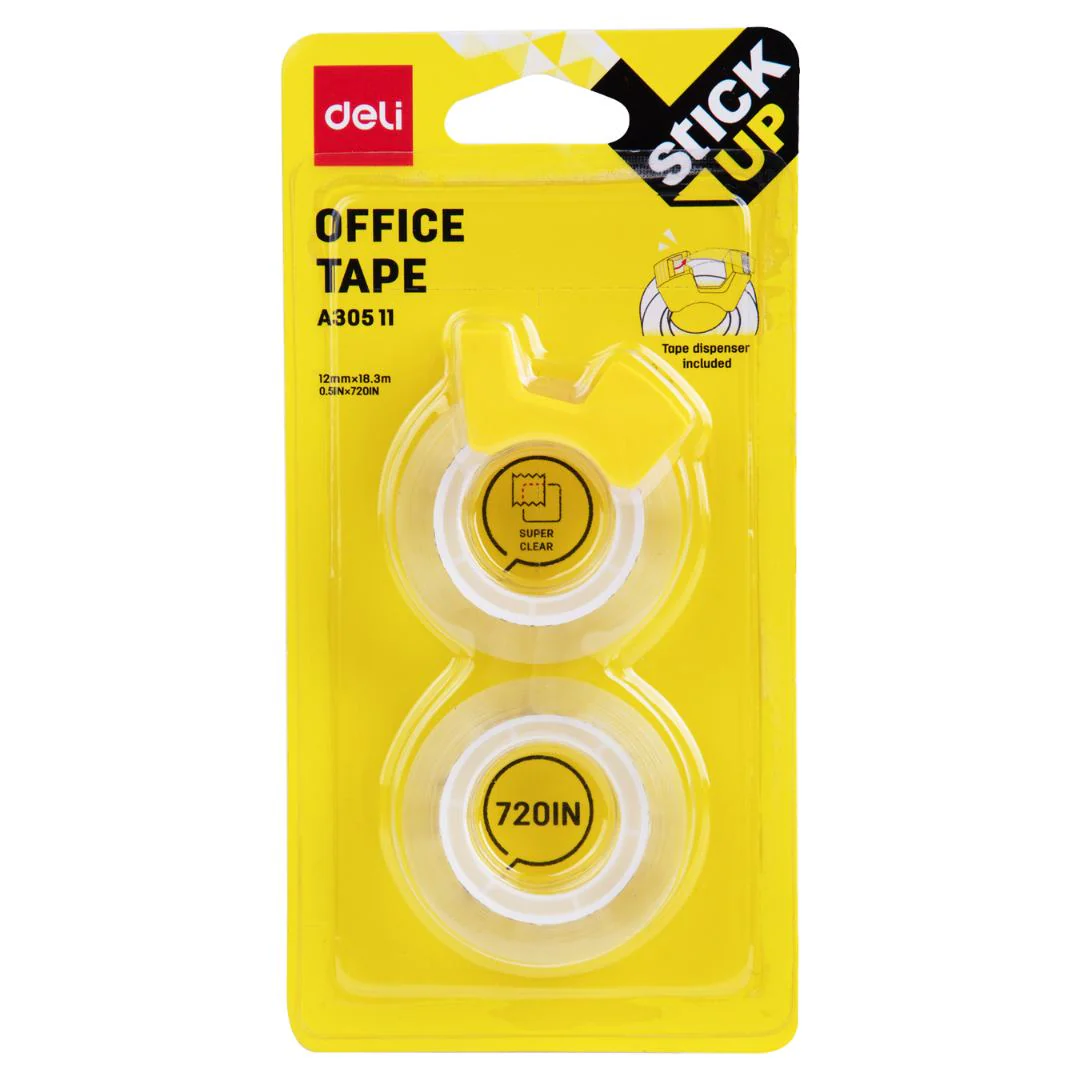 Deli Clear Office Tape With Dispenser - Image 3