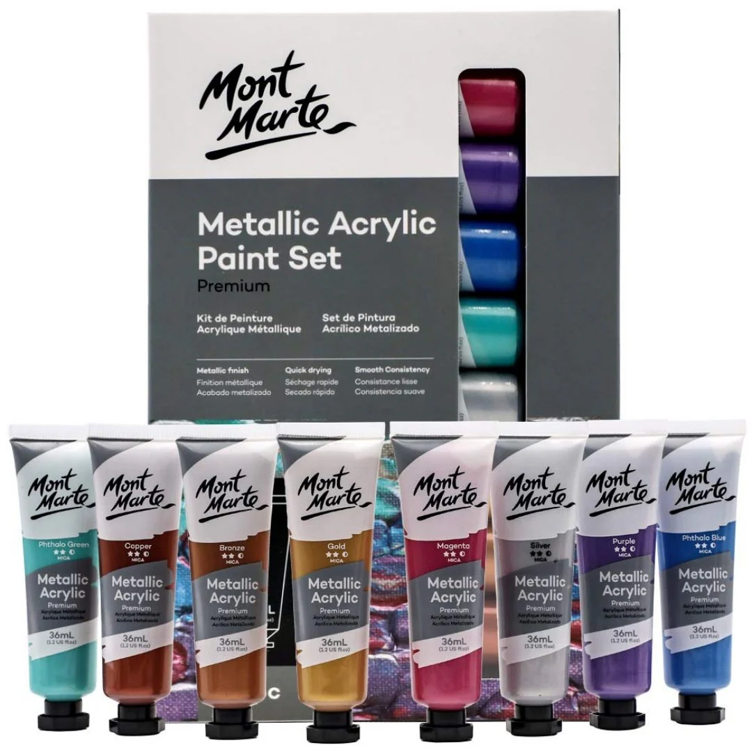 Mont Marte Metallic Acrylic Paint Set - Image 3