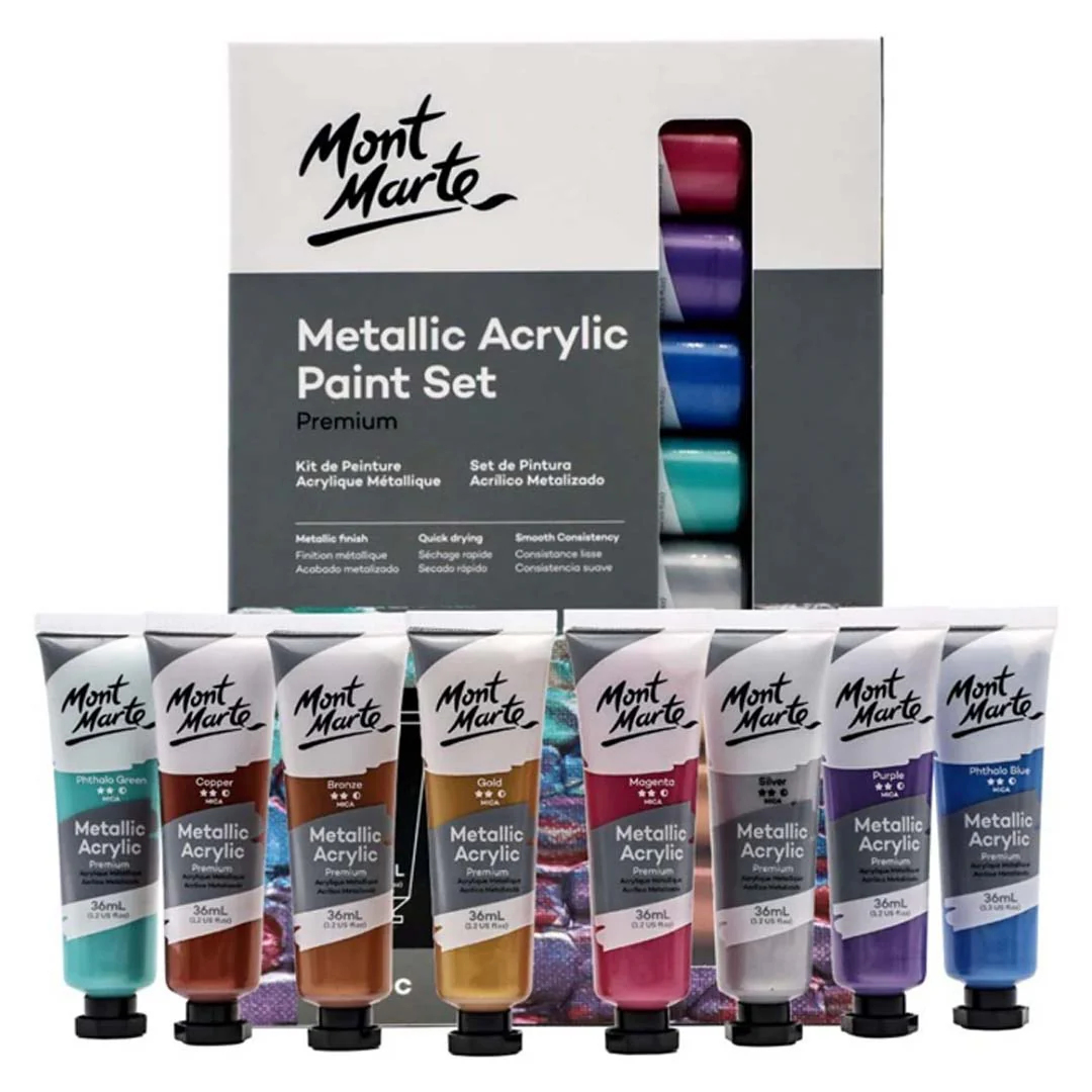 Mont Marte 36ml Metallic Acrylic Paint Set - Image 6